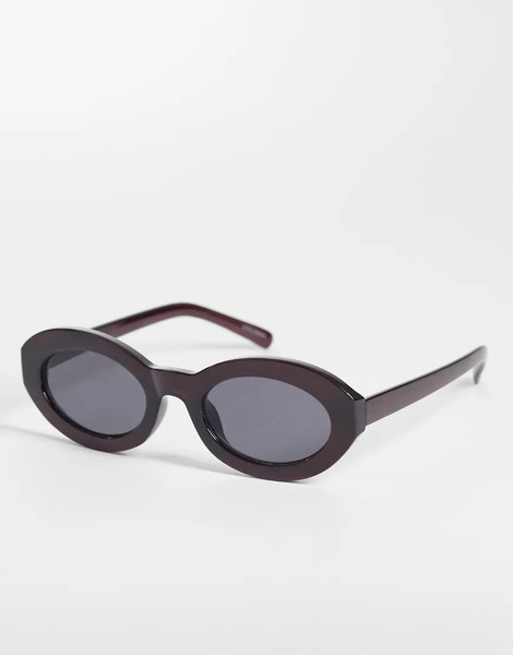  Only Oval Sunglasses In Burgundy Red 