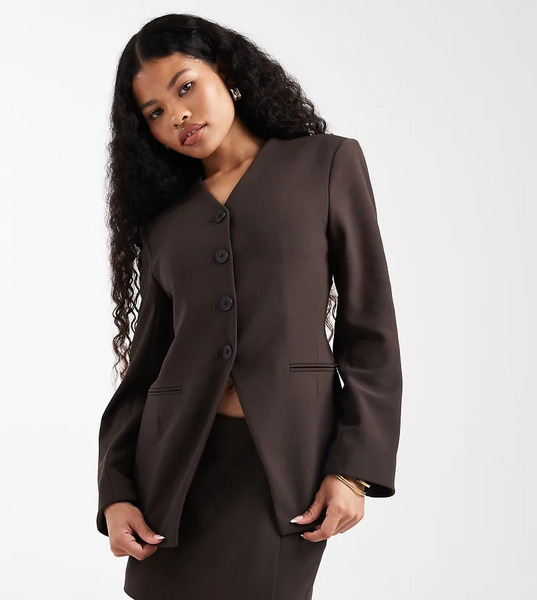  Only Petite Structured Blazer Co Ord In Brown 