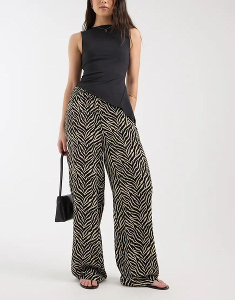  Only Pull On Trousers In Zebra Print Black 