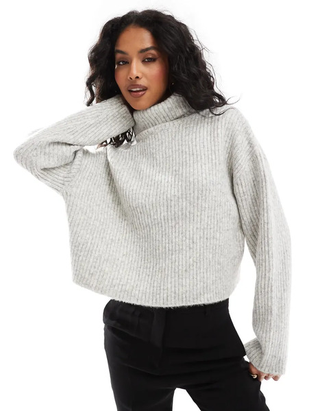  Only Roll Neck Jumper In Light Grey Melange 