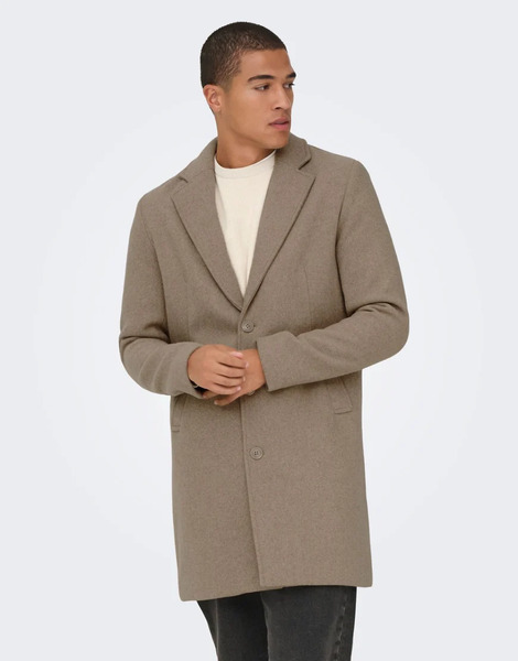 Only & Sons Coat In Timber Wolf Brown 