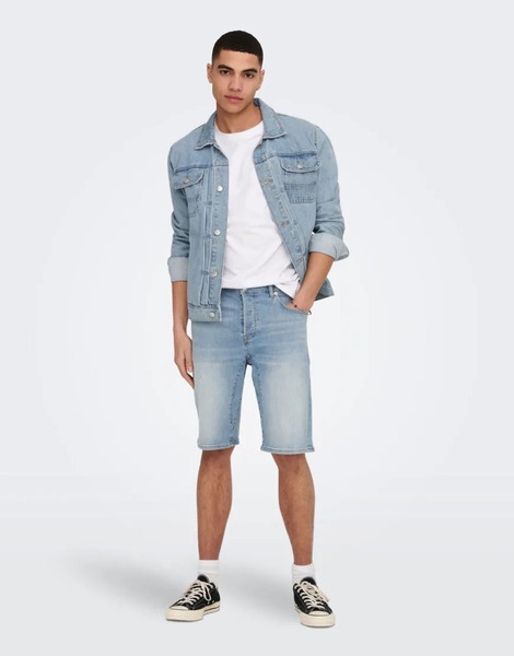  Only & Sons Denim Shorts In Light Blue 