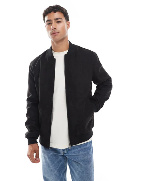  Only & Sons Faux Suede Bomber In Black 