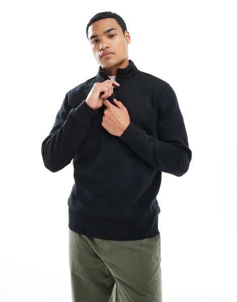 Only & Sons Half Zip Sweat In Black 