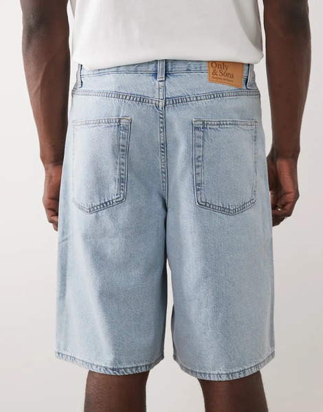  Only & Sons Jorts In Light Blue Denim 
