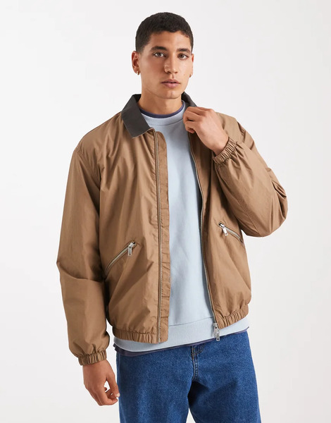  Only & Sons Lightweight Bomber Jacket In Light Brown 