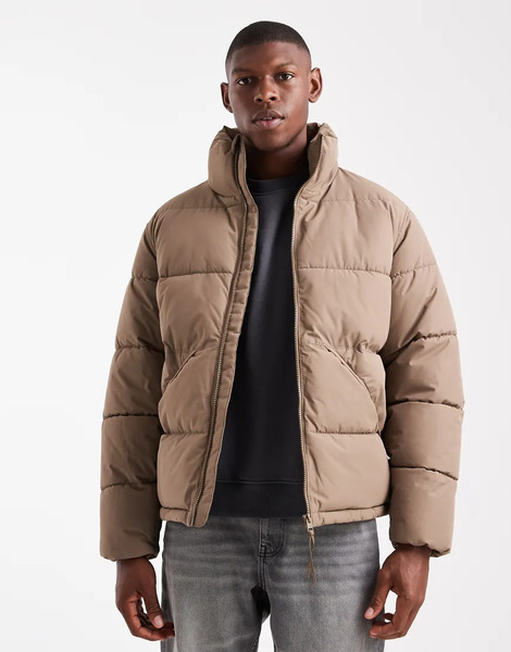  Only & Sons Oversized Puffer Jacket In Light Brown 