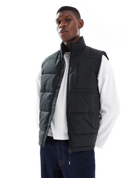  Only & Sons Padded Technical Gilet In Black 