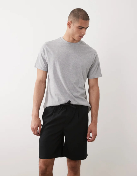  Only & Sons Pull On Pleated Shorts In Black 