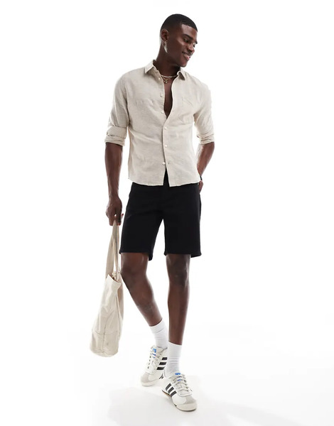  Only & Sons Regular Fit Denim Shorts In Black 