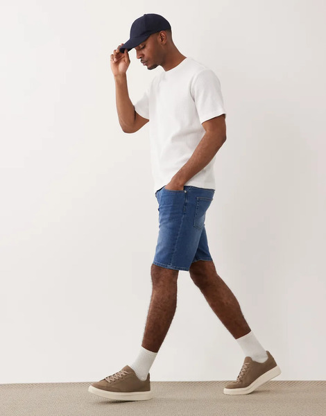  Only & Sons Regular Fit Denim Shorts In Mid Blue 