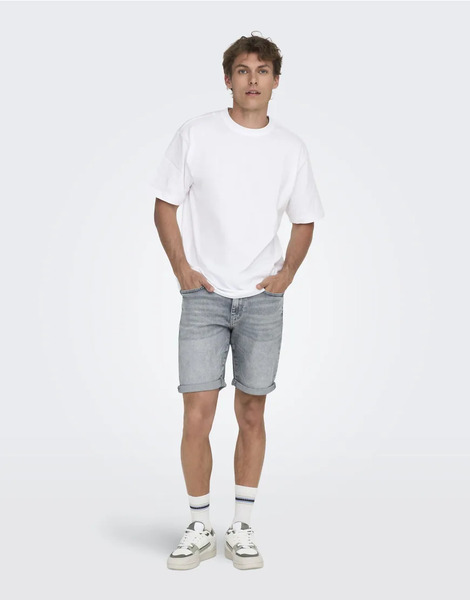  Only & Sons Shorts In Medium Grey Denim 