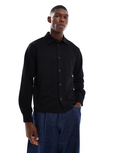  Only & Sons Textured Overshirt In Black 