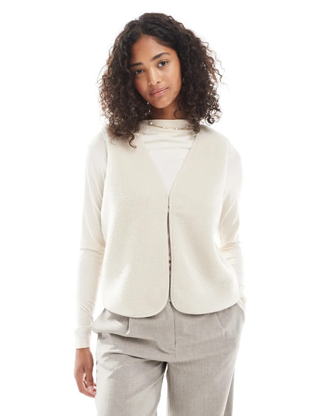  Only Teddy Gilet In Beige Neutral 