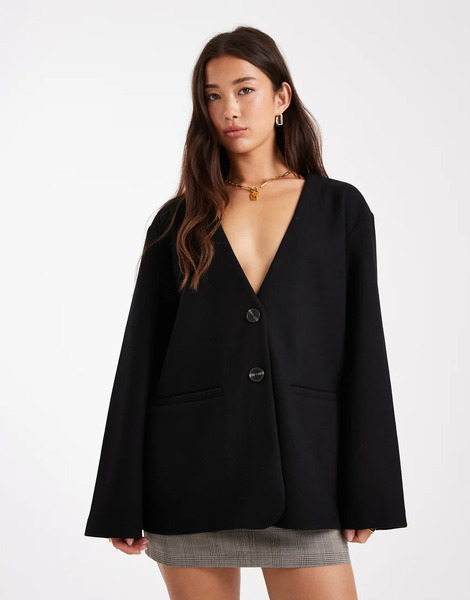  Only V Neck Coatigan In Black 