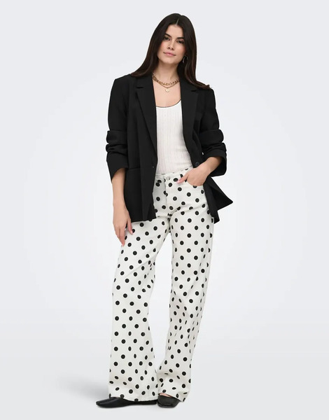  Only Wide Leg Jeans In White Polka Dot 