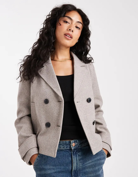  Only Wool Look Short Jacket In Light Brown 