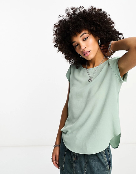  Only Zip Back Blouse In Sage Green 