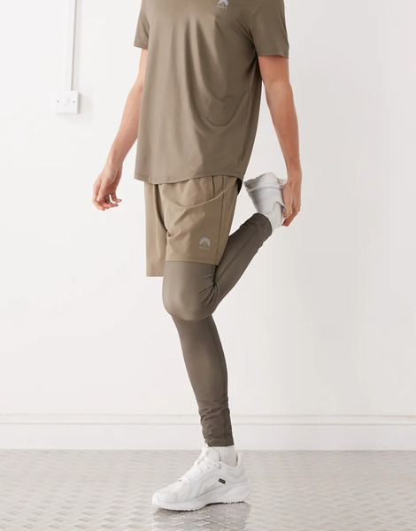  Oosc Elite Activewear Leggings In Khaki Green 