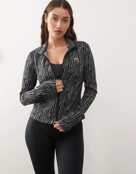  Oosc Infinite Cropped Zipped Jacket In Black Tiger 