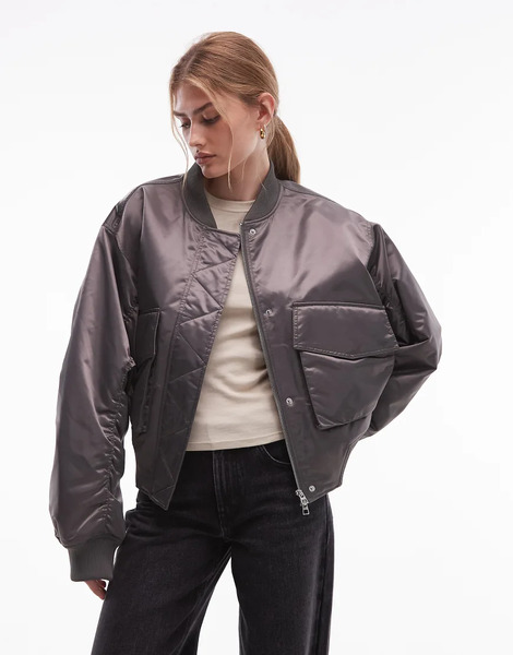  & Other Stories Bomber Jacket In Dark Grey 