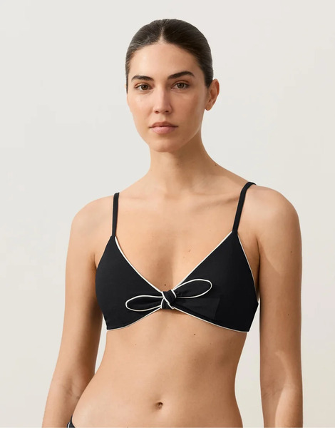  Oysho Bow Triangle Bikini Top In Black 