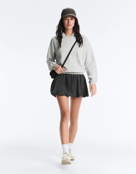  Oysho Compressive Checked Balloon Skirt In Black 