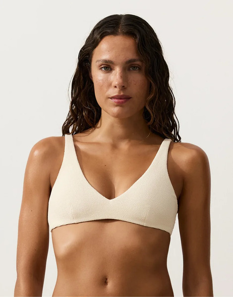 Oysho Crinkle Halter Bikini In Ecru Neutral 