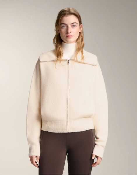  Oysho Knit Jacket With High Collar In Ecru Neutral 