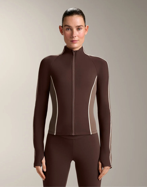 Oysho Light Warm Technical Jacket In Dark Brown 