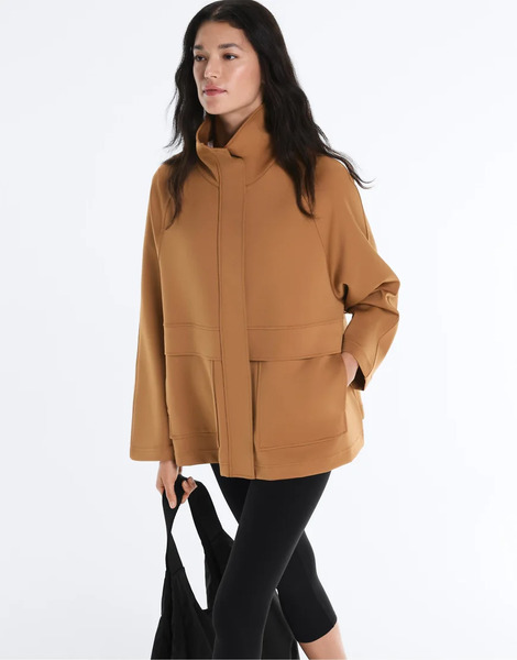  Oysho Long Neoprene Effect Jacket In Brown 