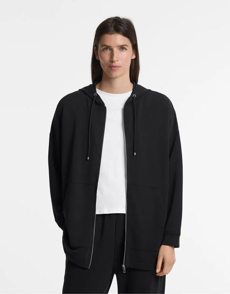  Oysho Long Soft Touch Jacket With Modal In Black 
