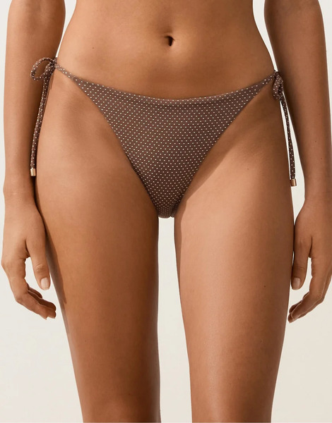  Oysho Mini Polka Dot Medium Coverage Bikini Briefs In Brown 