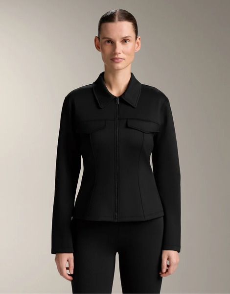  Oysho Neoprene Effect Ribbed Jacket In Black 