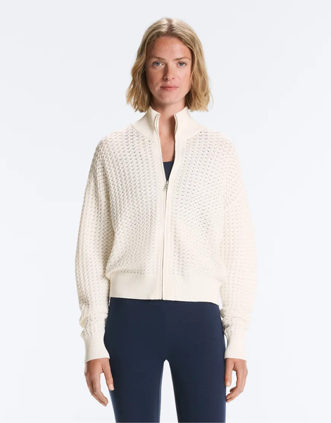  Oysho Openwork Knit Jacket In Off White 