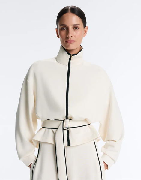  Oysho Piping Jacket With Soft Touch Modal In Pale Ecru Neutral 