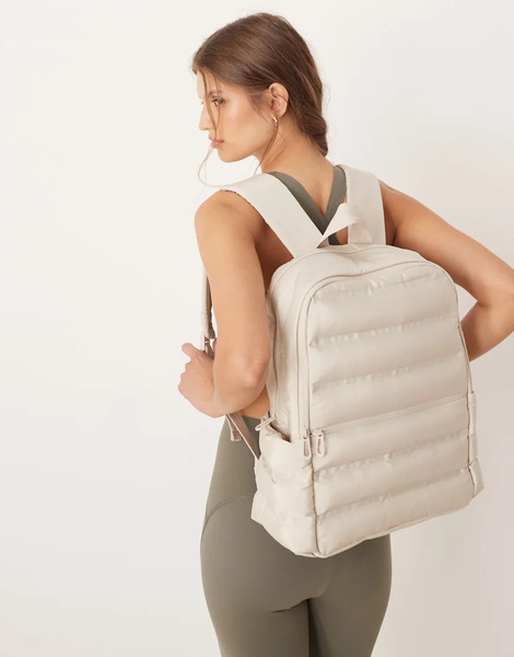  Oysho Quilted Backpack In Ecru Neutral 