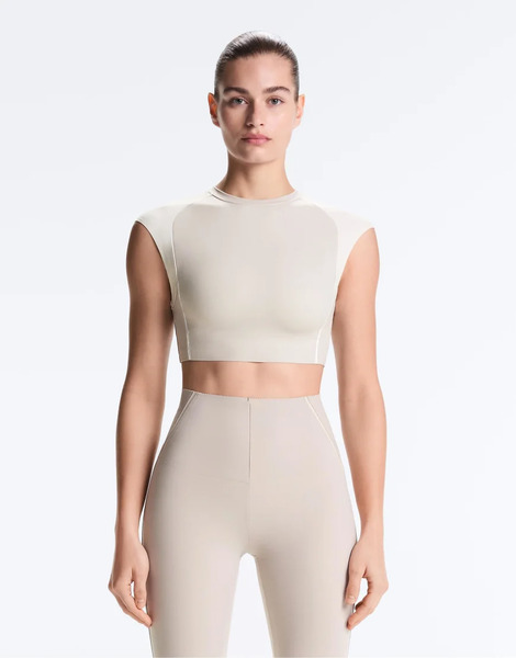  Oysho Reflective Compressive Tank Top In Taupe Grey 