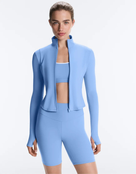  Oysho Short Light Touch Technical Jacket In Blue 