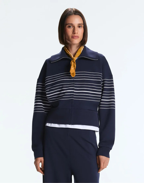  Oysho Soft Touch Striped Sailor Jacket With Modal In Navy 