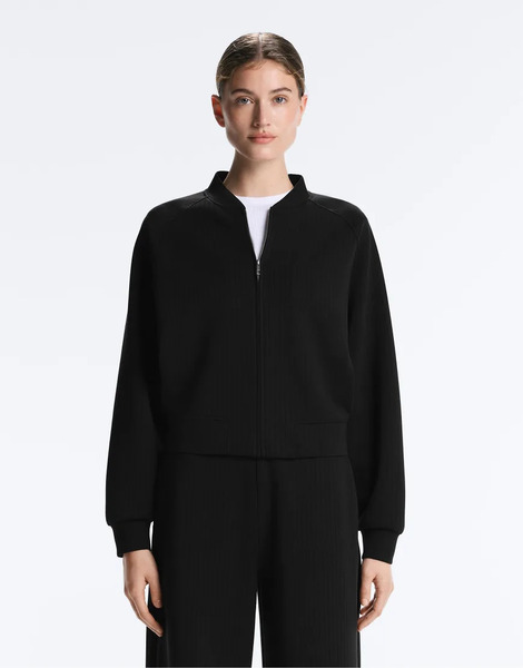  Oysho Striped Bomber Jacket With Soft Touch Modal In Black 
