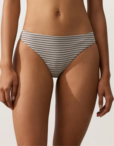  Oysho Striped Classic Bikini Briefs In Sand Neutral 