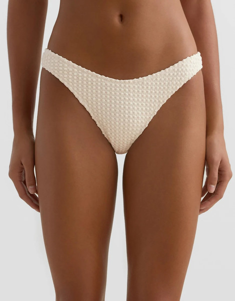  Oysho U Cut Bubble Texture Crochet Medium Coverage Bikini Briefs In Ecru Neutral 