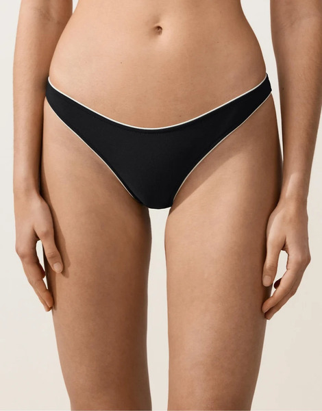  Oysho U Cut Piping Medium Coverage Bikini Briefs In Black 