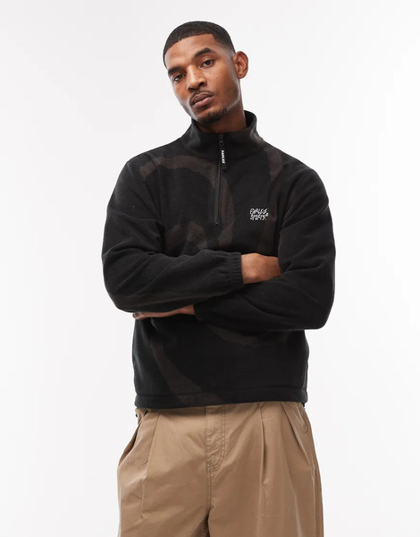  Parlez Chevy Swirl Pattern 1/4 Zip Fleece In Black 