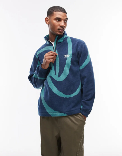  Parlez Chevy Swirl Pattern 1/4 Zip Fleece In Green 