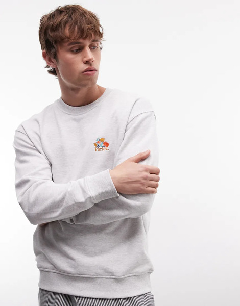  Parlez Imprint Logo Crewneck Sweatshirt In Grey 