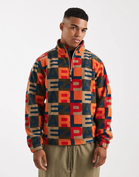  Parlez Monogram Logo Zip Through Fleece In Black/multi 