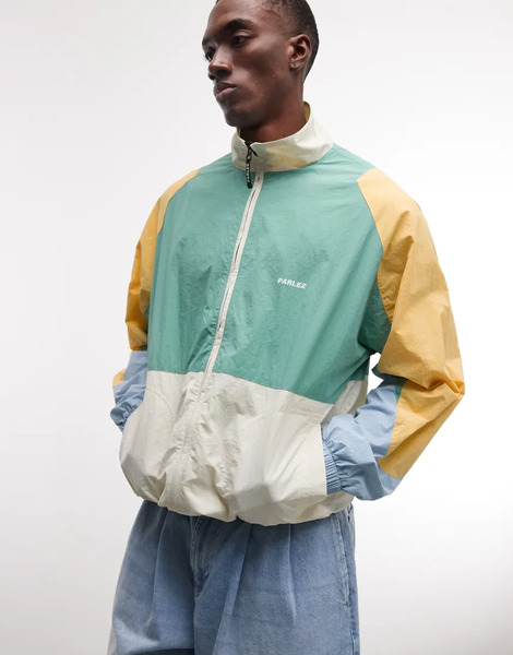  Parlez Zip Through Colourblock Funnel Neck Track Jacket In Multi 