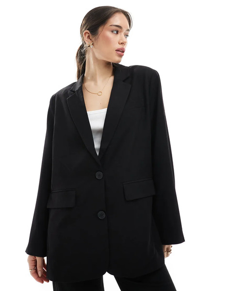  Pieces Boxy Blazer In Black 